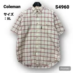 【即購入OK】Coleman 半袖シャツ サイズXL チェック ベージュ×レッド