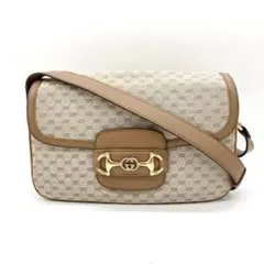 【GUCCI】セミショルダーバッグ　ホースビット　マイクロGG柄　ベージュ