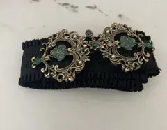 しずく付クラシカルゴムベルト axes femme アクシーズ 緑 薔薇 バラ
