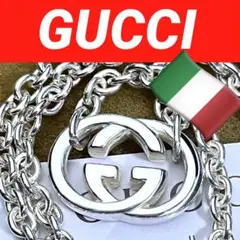 美品 GUCCI インターロッキングダブルチェーンネックレス