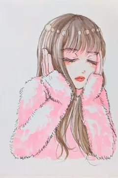 手描きイラスト「物思い」オリジナル ドローイング コピック