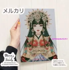 《木花咲耶姫と富士山の神秘》☘️A4 ポスター 古風 和風 日本神話 イラスト