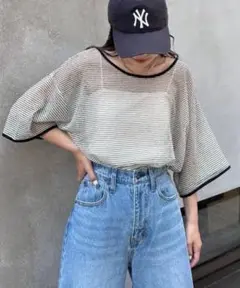 CIAOPANIC TYPY シアーレースボーダーリンガーTEE