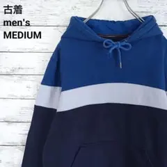 古着 DENVER HAYES パーカー シンプル ブルー 青 M