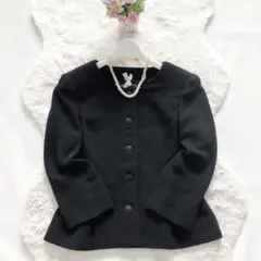FOXEY*フォクシー　ノーカラージャケット　ブラック　ペプラム　40