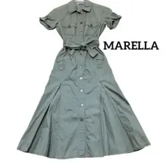 【値引き有り！】MARELLA シャツ ワンピース カーキ プリーツ ロング