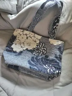 有松絞り リメイクバック キルト芯 レース トートバッグ