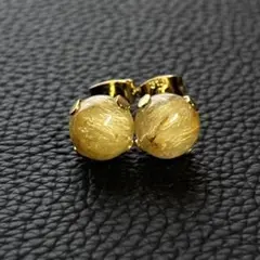 天然石NO.241 ピアス　ルチルクォーツ　8mm 針多め　大粒