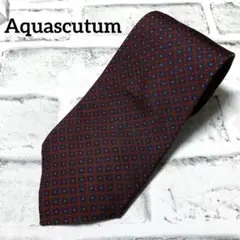 【Aquascutum】アクアスキュータム　総柄　シルク　ネクタイ