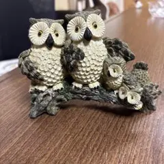⑩フクロウの親子置物 樹脂製 約10cm