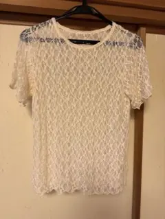 アイボリー レース 半袖Tシャツ