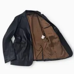 【良品】JUST cavalli　レザー テーラード ジャケット　50サイズ　黒