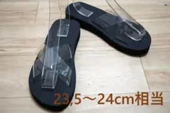 未使用 クリア クロス サンダル 厚底 23.5～24cm相当 黒