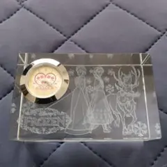 ディズニー フローズン クリスタル置時計 稼動品 約8cmx5cm厚さ約3cm