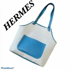 HERMES ジャルディニエ PM ブルージーン ショルダー トートバッグ