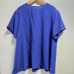 ★美品★ユニクロ　半袖ブラウス　ブルー　XL