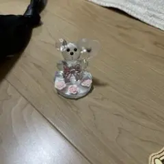 クリスタル動物の置物 ハート風船付き