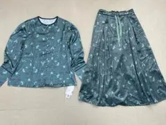 (K05282）新品 merlot オーナメント柄スカートセットアップ【訳あり】