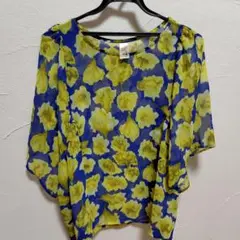 花柄シフォンブラウス半袖