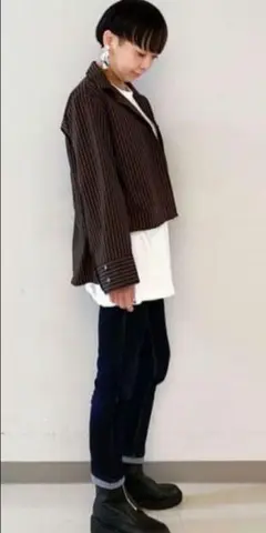 ★美品★OPAQUE.CLIP★ストライプ★前後差丈シャツ★
