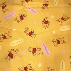 【プーさん】コットン生地 イエロー 年代不明 幅1m x長さ1m