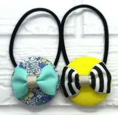 【338】ハンドメイド38mm くるみボタン　ヘアゴム