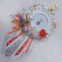 ハンドメイド ロゼット 痛ロゼット 白 オレンジ