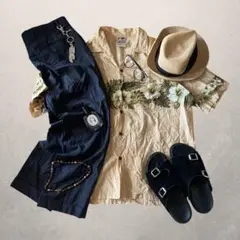 c-boy style(No.138)夏コーデ us製アロハストライプPT XL