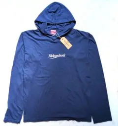 H&S フード付き L/S Tee M NAVY 未使用 ロゴ刺繍 Tシャツ