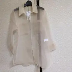 ZARA ベージュ シースルーシャツ M
