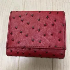 レザー 赤 三つ折り財布