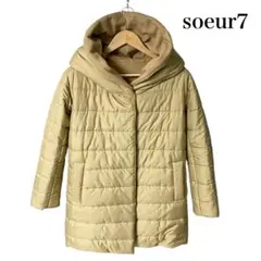 美品 定価3.6万 soeur7 リバーシブル カシミヤ混 コート 9号