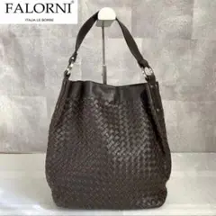【FALORNI】ファロルニ イントレチャート ダークブラウン ショルダーバッグ