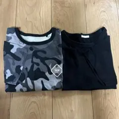 GU ジーユー　迷彩柄と黒のTシャツ2枚セット　サイズ130、140 ソフ