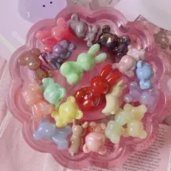 ‪‪❤︎‬アニマルビーズ詰め合わせ❤︎19個入り カラフル うさぎ くま