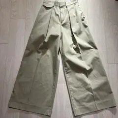 チノワイドトラウザーパンツ　ベージュ　グリーンレーベルリラクシング　チノパン