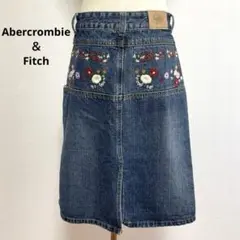 Abercrombie＆Fitch アバクロ 刺繍 デニムひざ丈スカート 28