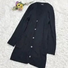 RAPTY◈ウール混紡　ロングカーディガン　Vネック　ポケット　ボタン留め　L