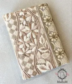 MaEuMインド刺繍リボン文庫本ブックカバー片側調整タイプ【pink6】