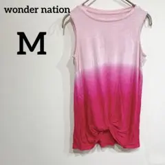 wonder nation ノースリーブTシャツ M ピンク・グラデーション