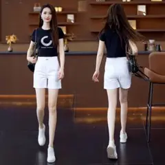 ホワイトショートパンツ ハイウエスト