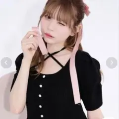 【French Girly Collection】クロス紐ペプラムニット