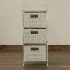 ラタン調 収納ラック 3段 / 新品未使用（アイボリー）