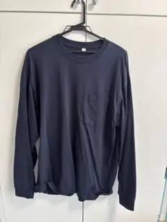 【中古】GU ヘビーウェイトクルーネックTシャツ　ネイビー
