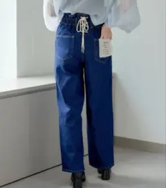 Remind me and forever 後ウエストレースアップデニムパンツ