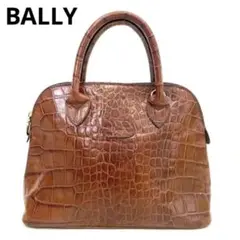 【美品】BALLY バリー クロコ型押しレザー ハンドバッグ 手提げバッグ