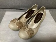 新品　TS2851　パンプス　リボン　ベージュ　22.5cm