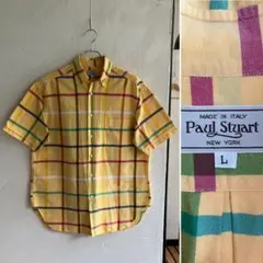 イタリア製 paul stuart 半袖 BDチェックシャツ ポールスチュアート