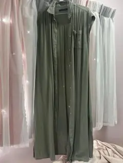 ノースリーブロングシャツワンピース Mサイズ オリーブ