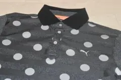 PUMA GOLFドット柄ポロシャツ Lサイズ グレー/ブラック